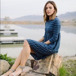 Navy Striped Sawyer Dress Roolee w/Pockets